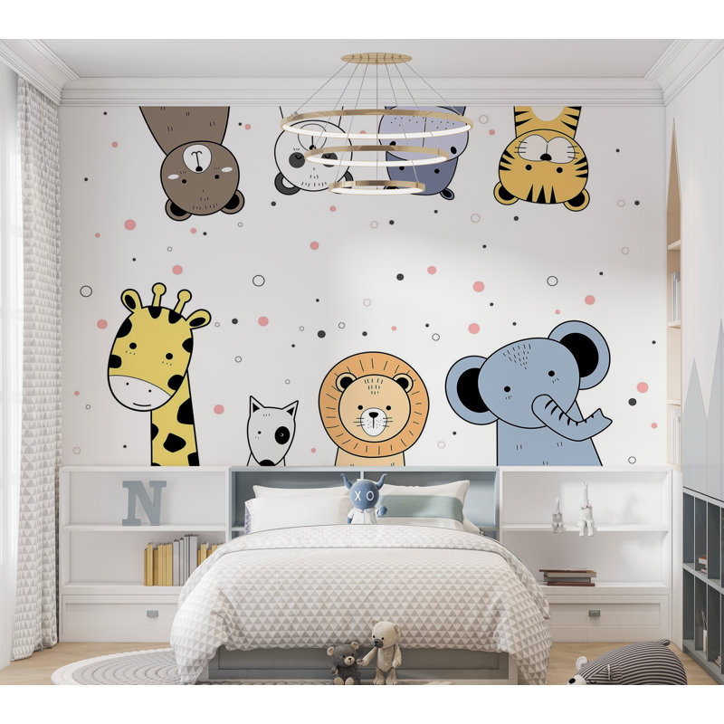 Premium Wallpaper Wall Mural - Animal Faces, 96" L x 120" W