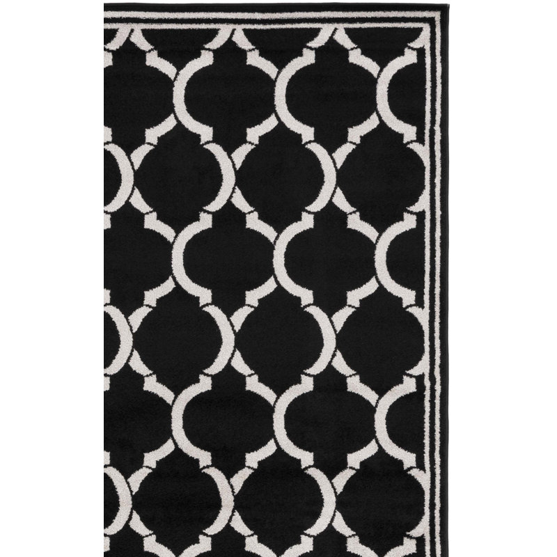 Ammundsen Geometric Black Area Rug, Rectangle 4' x 6'