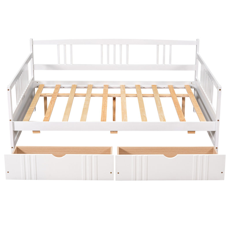 Full Size Daybed With Two Drawers, White - Strong Solid Structure, Space Saving Advantage, Multi-functional Commodity, Simple Assembly Needed Size Drawers Stable Construction, Property, , Effortless