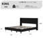 Structure de lit plateforme tapissier avec tête de lit moderne à oreilles, structure en métal robuste et support en lattes de bois, dégagement sous le lit de 5 pouces, aucun sommier requis, assemblage facile-64718932-64718952