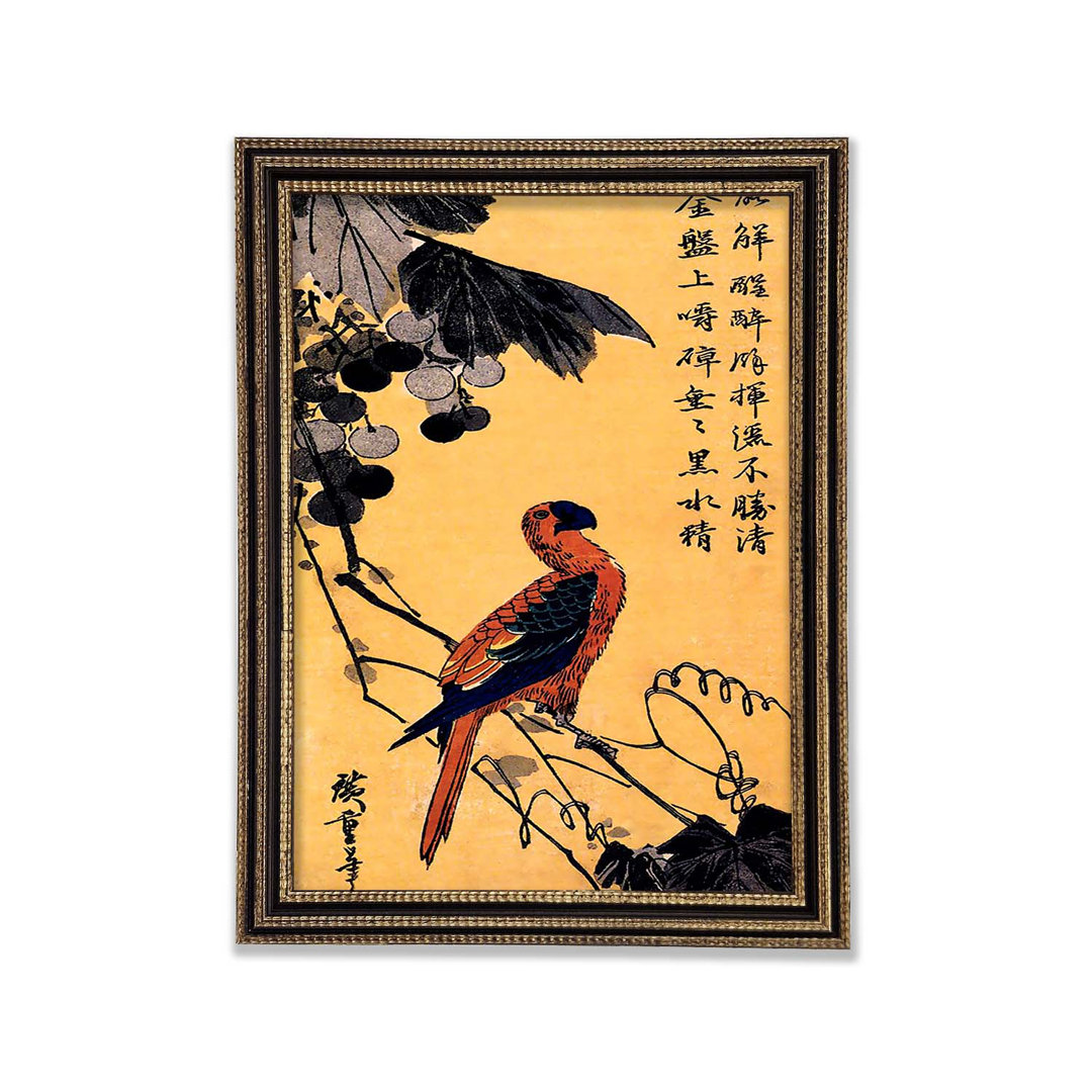 Hiroshige Ara On A Vine - Einzelner Bilderrahmen Kunstdrucke