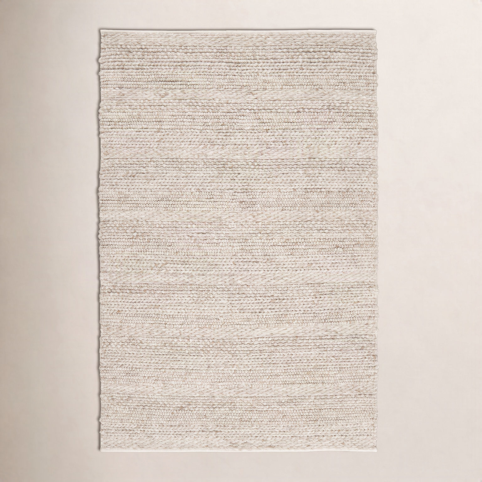 Zekia Cream Hand-Woven Wool Rug, Rectangle 5' x 8'