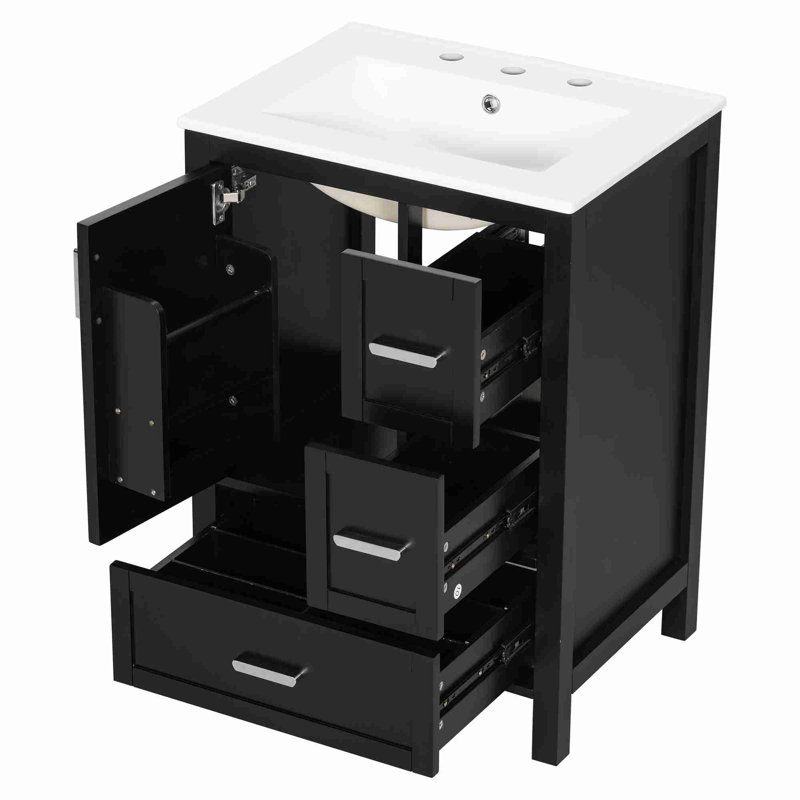 Meuble-lavabo moderne de 24 po, Noir