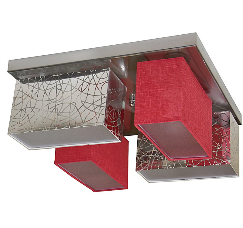 Pascoe Fabric Semi Flush Mount, Silver/Red Transparent