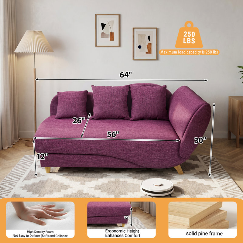Chaise longue rembourrée Chanoa, Mauve raisin