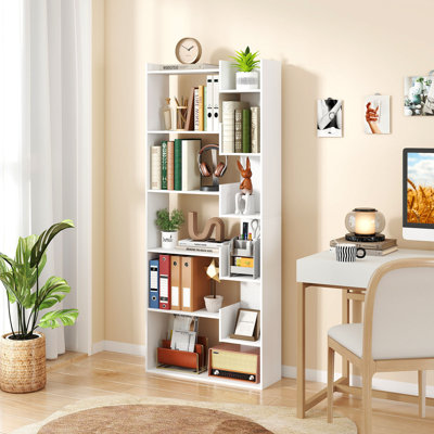6-tier Bookshelf Tall Display Shelf With 11 Open Shelves 2 Anti-tipping Kits