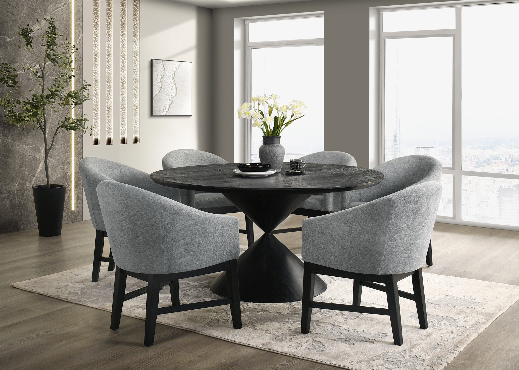 Corrigan Studio® Exquisite Round Pedestal Dining Set with Hourglass ...