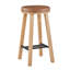 Tabouret de comptoir rembourré rond en bois - ensemble de 2-1330881694