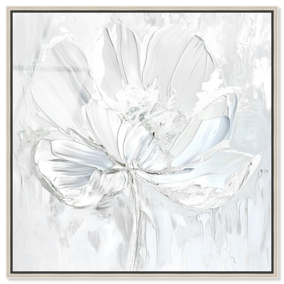 Magnolia II Framed High-Gloss Acrylic Glass Wall Art Floral Fine Wall Art by Art Remedy, Silver Frame, 12 x 12