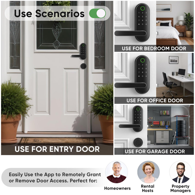 Black Keyless Entry Biometric Smart Door Lock with Keypad