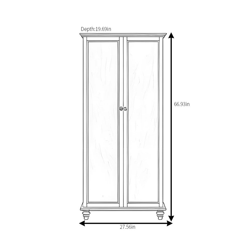Garde-robe classique rétro et simple, H 66,93 po x l 27,56 po x P 19,69 po