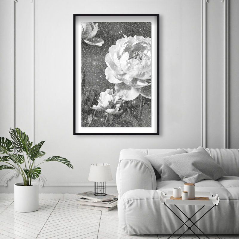Still Peony Print by Oliver Gal, 55.5" H x 37.5" W, Black Shadowbox