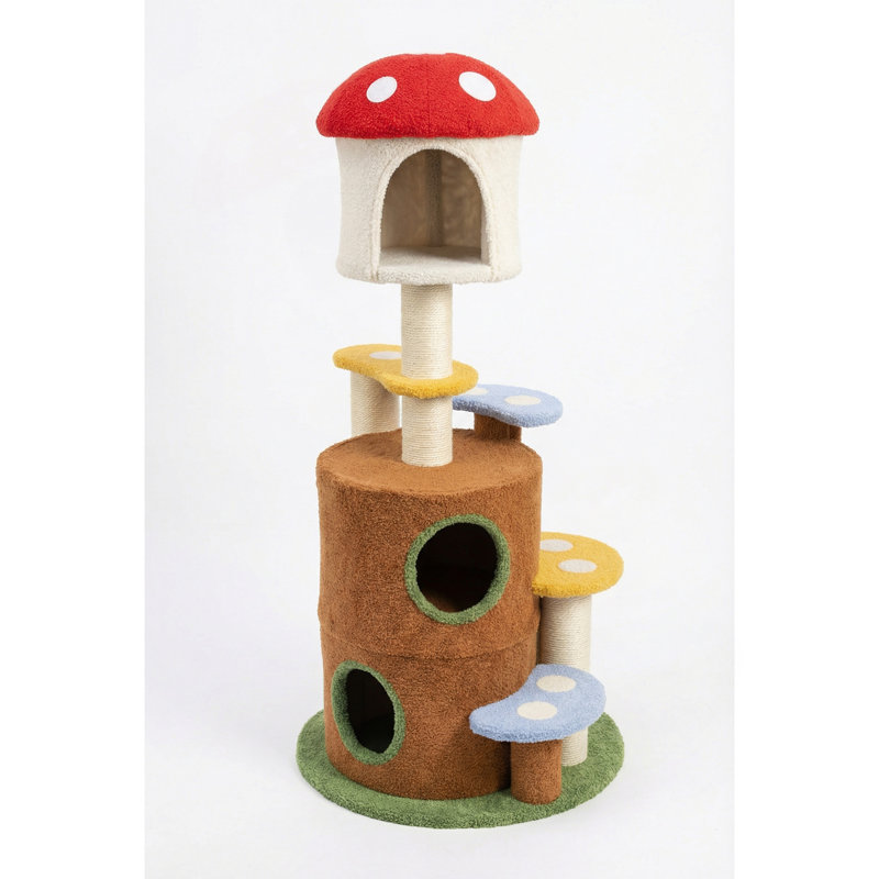 Arbre à chat champignon avec grande échelle plateforme