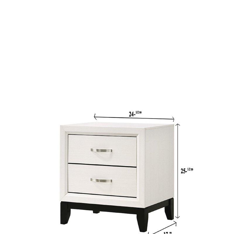 Table de chevet blanche 2 - Style contemporain pour chambre à coucher et espace de vie en finition craie, Blanc