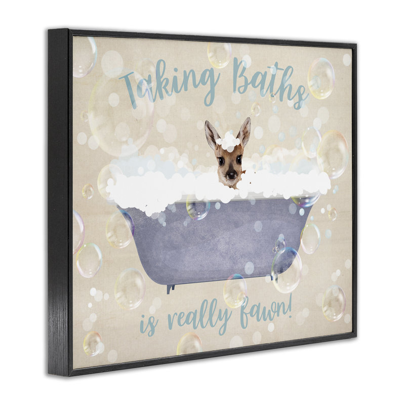 «Take Baths Is Fawn», estampe numérique, design par Susan Arnot, H 11 po x l 14 po, Giclée encadrée noir minuit