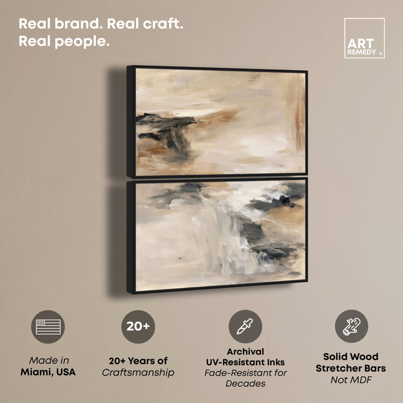 «Desert Gale IV», ensemble de décorations murales Boho par Art Remedy, cadre noir, 48 x 30, Cadre noir