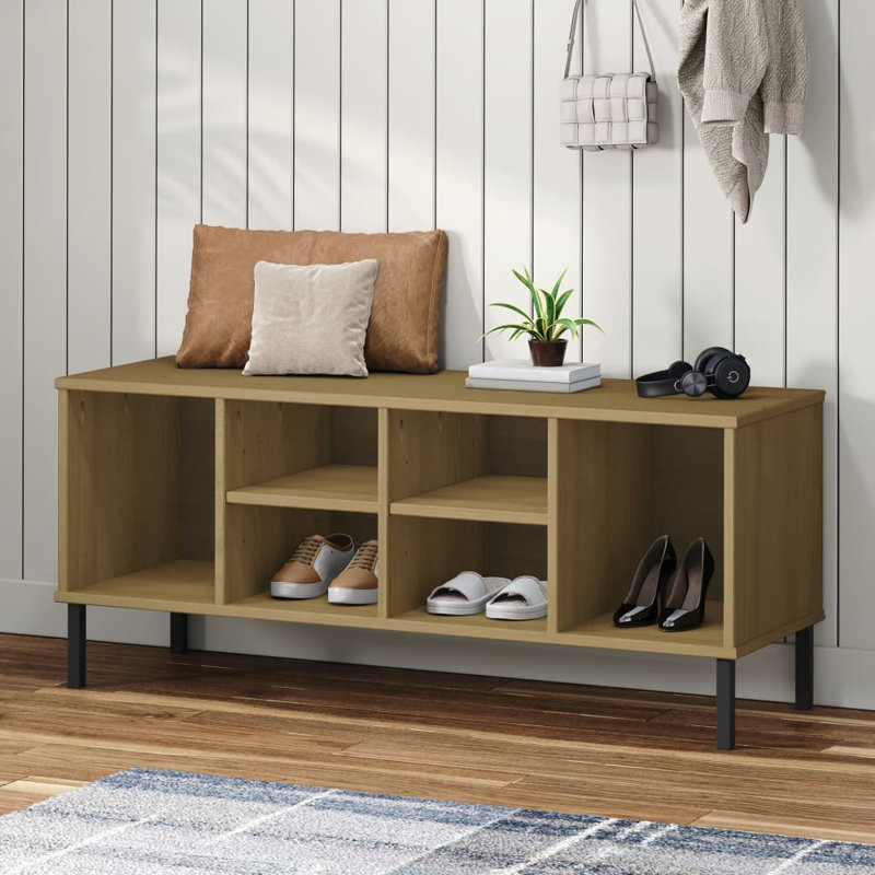 6 Pair Stackable Solid Wood Shoe Rack, Brown