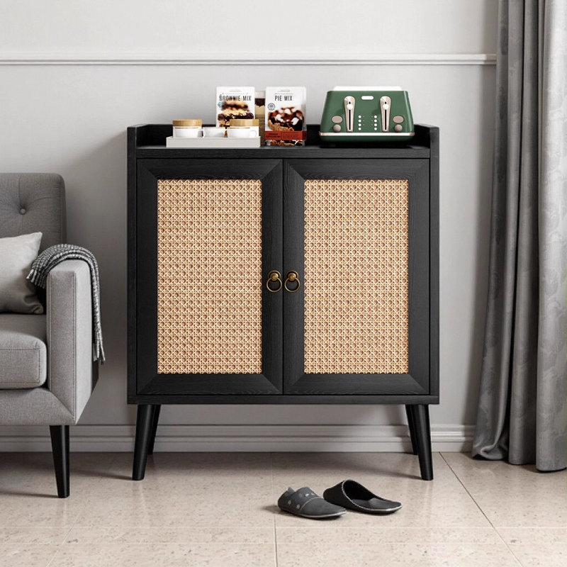 Vienna Accent Cabinet, Black/Natural Duplicate