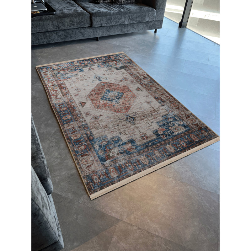 Tapis décoratif multicolore à motif frangé traditionnel à motif traditionnel, Tapis de couloir 4 pi x 8 pi 3 po