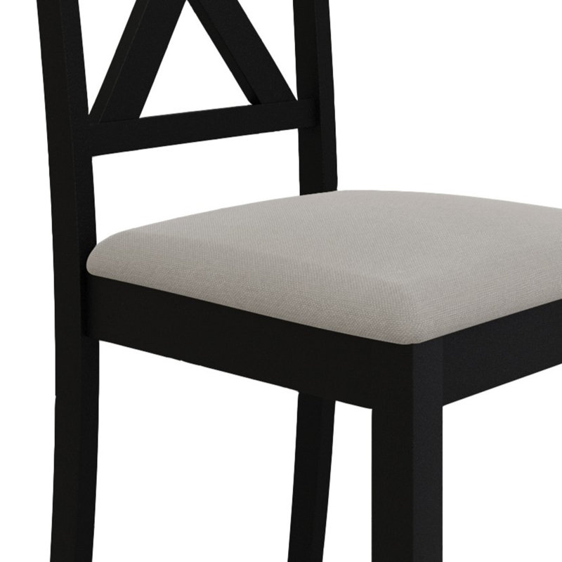 Rassul 4 - Person Pedestal Dining Set, Black, Black/Beige