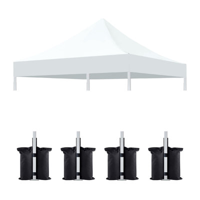 10x10 Canopy Replacement Top for Pop Up Canopy Tent and 4PC Pack Canopy Weight Bag(only cover and 4pcs sandbag not include frame) White