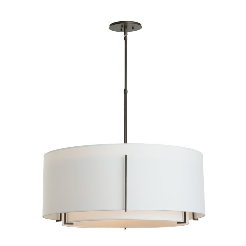 Lustre cylindrique unique à 3 lumières Exos, Anna ton naturel, Fer naturel, H 12 po x l 28 po x P 28 po