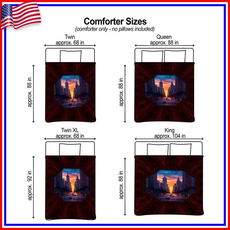 Cityscape Sunset View Comforter, Twin