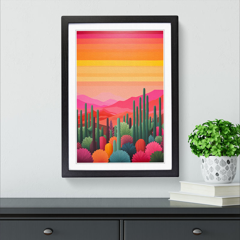 Cactus Colour Field No.3 - Framed Print, Black Framed, 34cm H x 25cm W x 2cm D