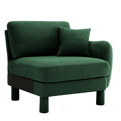 Avec coussin, structure en bois robuste, boucle souple, confort dans la salle de pause du bureau 1 - siège en tissu bouclé, idéal pour une chambre de détente ou