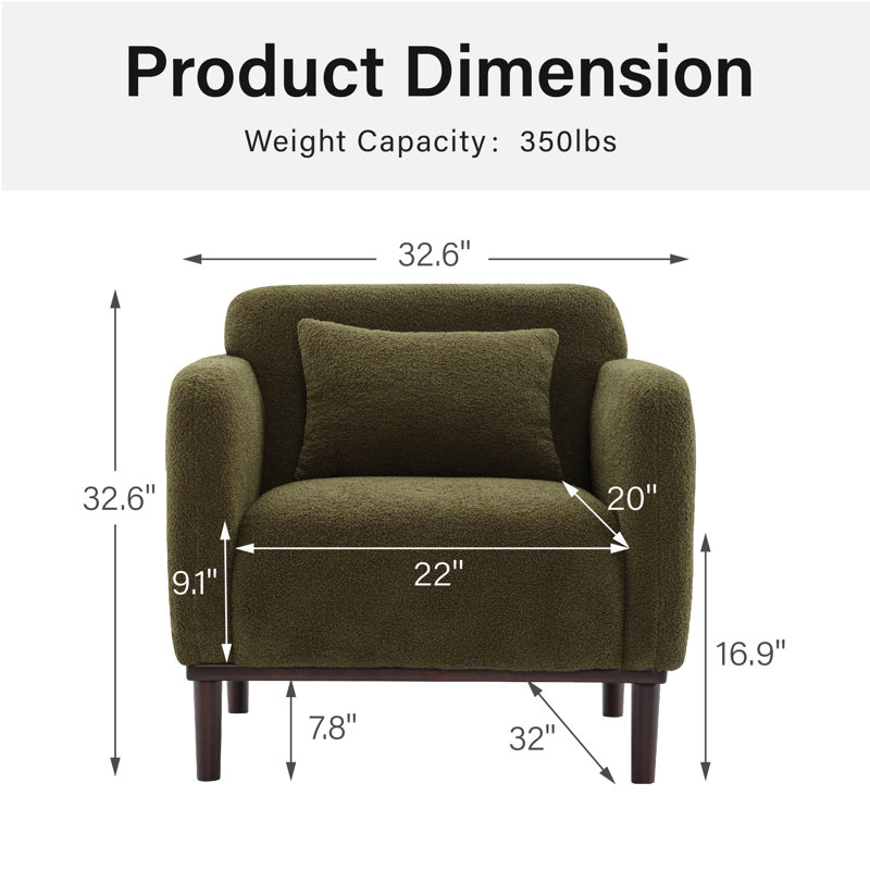 Fauteuil large de 32,5 po Glyna, Mélange de polyester vert