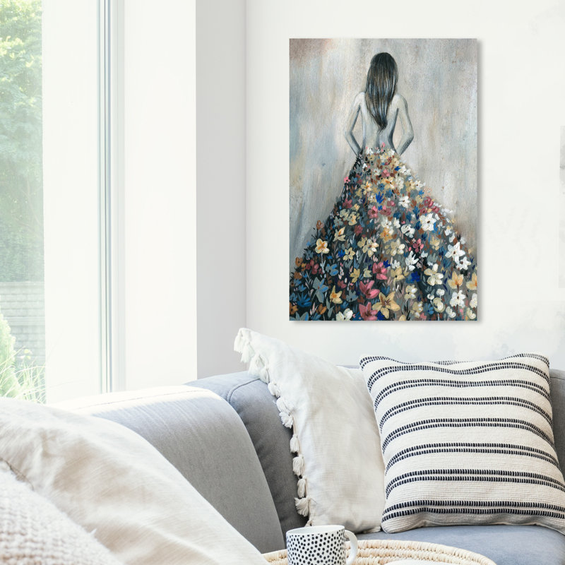 " Girl With Flower Thoughts ", Wrapped Canvas, 30" H x 20" W, No Frame