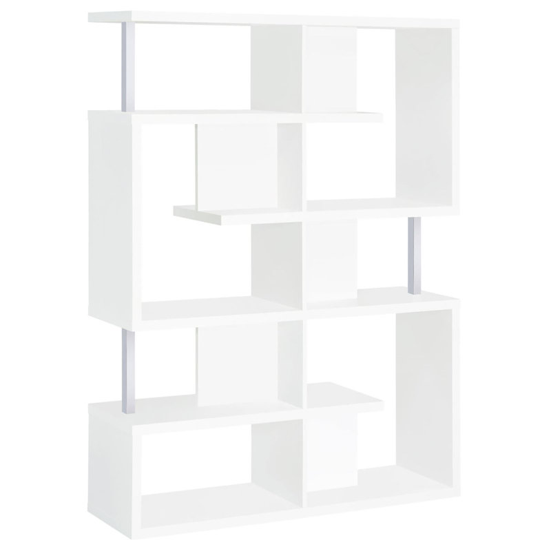 5-Tier Geometric Bookcase In White And Chrome