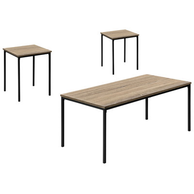 Glorious 3 Table - Coffee  2 End Tables, Dark Taupe Laminate, Black Metal Brilliant Fascinating 3pcs Fascination
