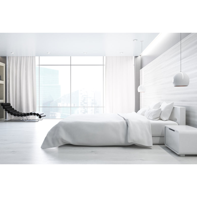 Adalinn Satin Solid Colour Duvet Cover Set with Pillowcases, White, Double Duvet Cover + 2 Standard Pillowcases