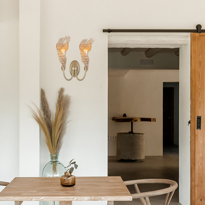 Dena 2-light Coastal Natural Rattan Armed Sconce