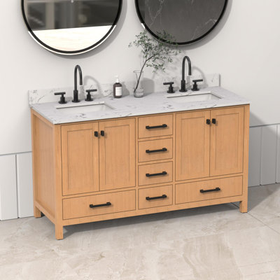 Meuble-lavabo autoportant avec rangement à fermeture en douceur