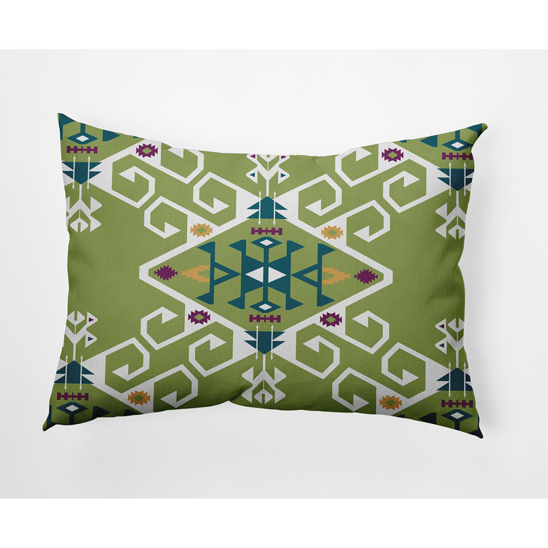Housse et insert de coussin rectangulaire d'extérieur Jodhpur Medallion, Vert