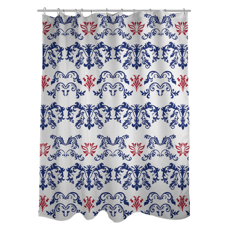 Rideau de douche New York, Blanc / bleu foncé / rouge
