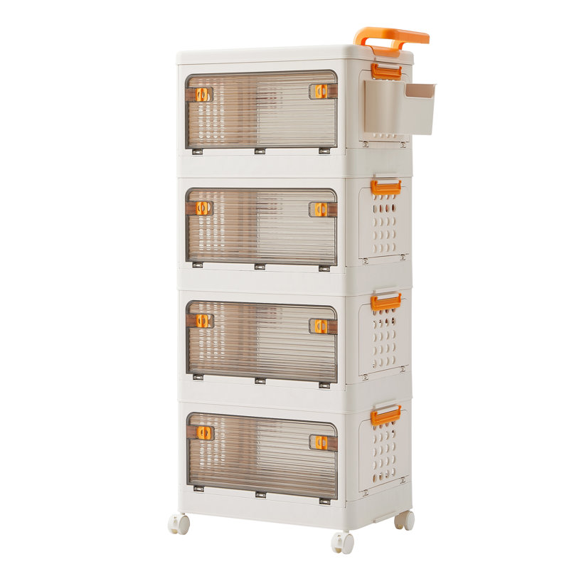 Aarn 4 - Piece Plastic Organizer, Stackable Storage Boxes with Lids Closet Organizer Boxes