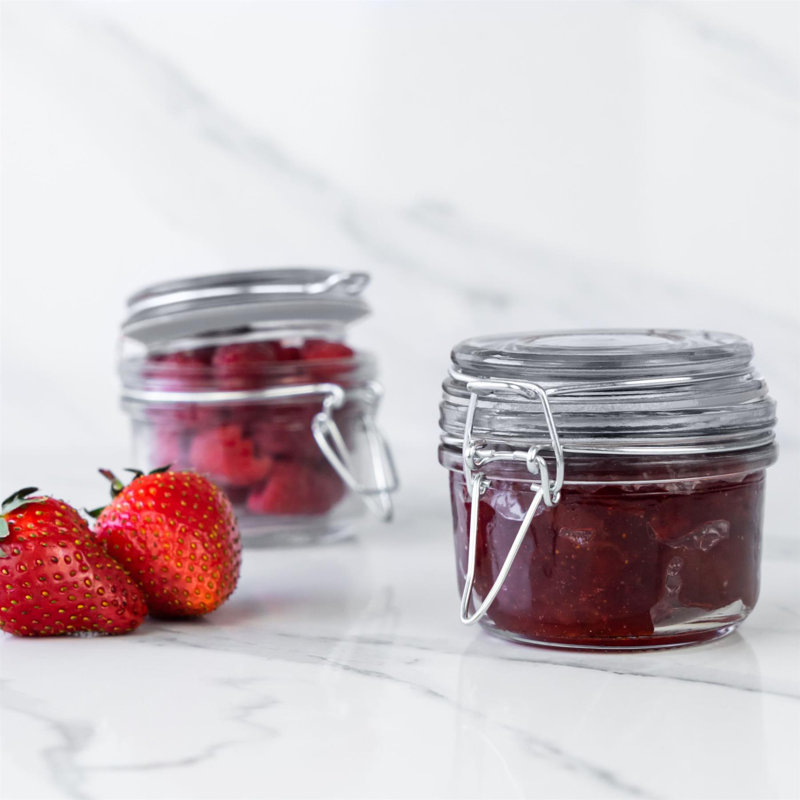 Argon Tableware - Glass Storage Jars, 7cm H x 7.5cm W x 7.5cm D, White/Clear