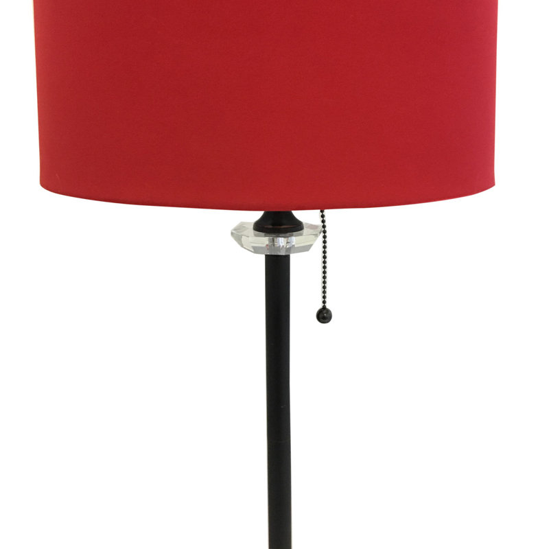 Lampe de table à tambour court hardback 28 po Lachenit, Bronze / laiton / brun foncé / rouge