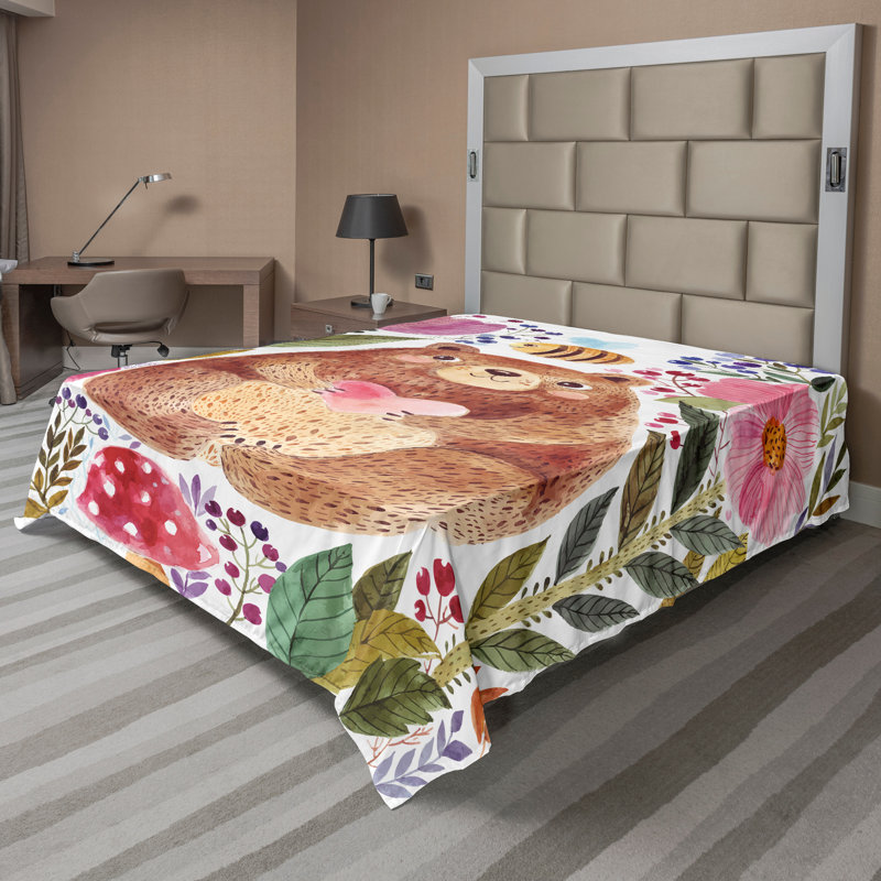 Multicolore_14555 Ambesonne, Drap plat pour très grand lit californien