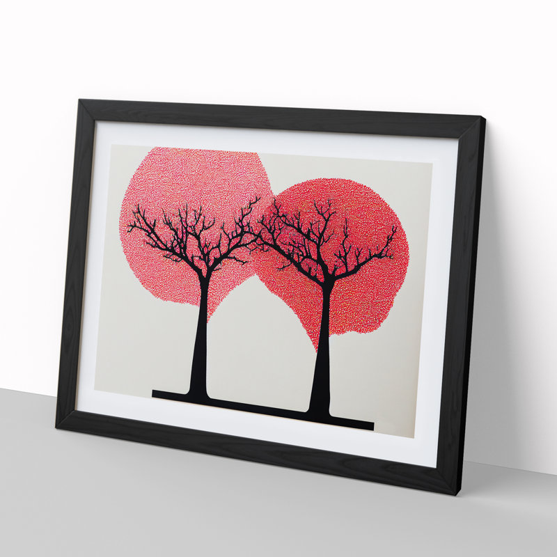 Bright Apple Trees Abstract - Single Picture Frame Print, Black Framed, 46cm H x 64cm W x 2cm D
