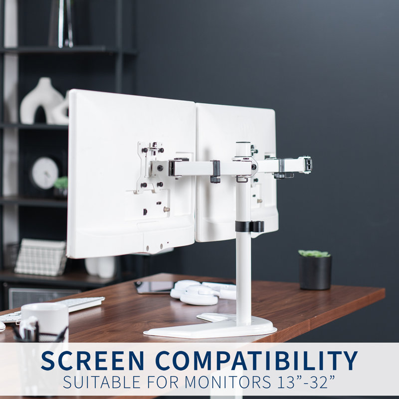 Vivo Dual Monitor Desk Stand Mount, STAND-V032F Series, White