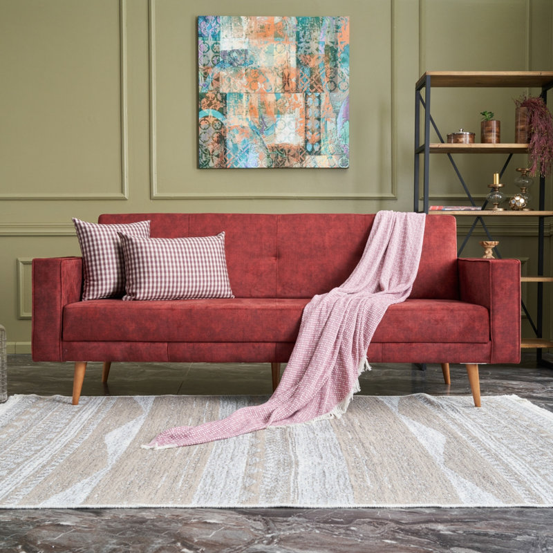 Canapé-lit rembourré 84,3 po, 100 % polyester rouge