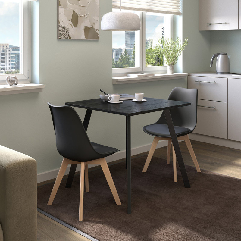 2 - Person Dining Set, Black Wood / Black