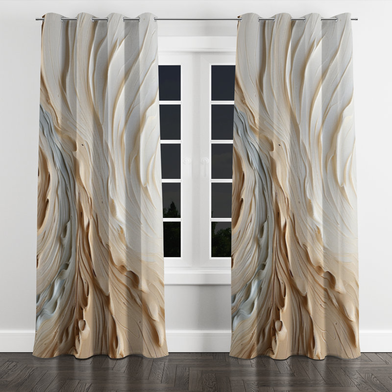Strout - Champagne Grommet Curtain - Blackout Abstract Curtain - 1 Panel, Silver Grommets, 52" W x 108" L