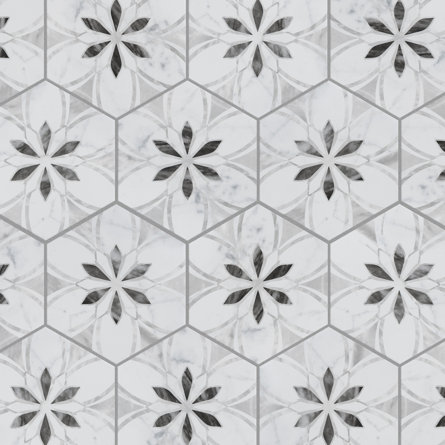 Classico Bardiglio Hex 7" x 8" Porcelain Patterned Wall & Floor Tile
