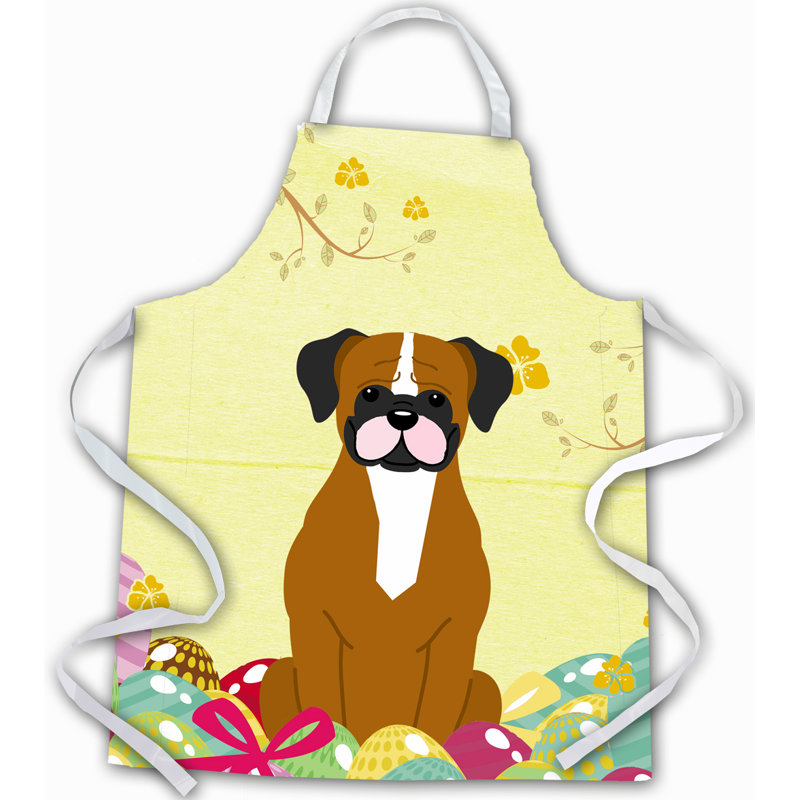 Tablier œufs de pâques, Blond / fauve, Boxer fauve et blanc