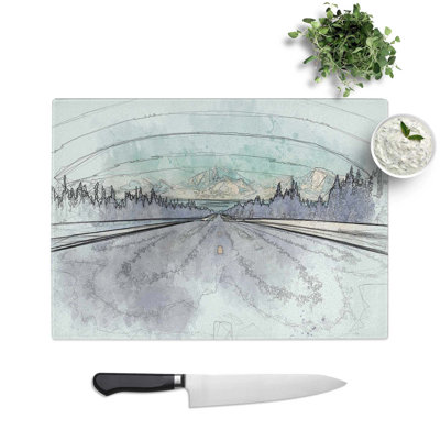 Tempered Glass Alaskan Mountains Chopping Board